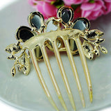 Women Fashion Floral Design Alloy Rhinestone Barrette Hair Clip Comb Hairpin