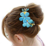 Women Fashion Floral Design Alloy Rhinestone Barrette Hair Clip Comb Hairpin