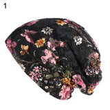 Ethnic Lace Flower Baggy Beanie Cap Women's Spring Summer Breathable Casual Hat - ENSEIGNE DENIS