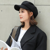 British Style Felt Solid Color Wide Brim Women Beret Winter Warm Peaked Cap Hat