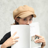 British Style Felt Solid Color Wide Brim Women Beret Winter Warm Peaked Cap Hat