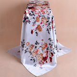 Fashion Peony Flower Autumn Winter Women Square Scarf Neck Cover 90x90cm