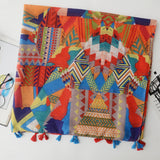 Fashion Women Color Blocking Geometry Pattern Scarf Tassel Travel Shawl Cover Up - ENSEIGNE DENIS