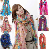 Fashion Floral Print Women Lady Soft Voile Shawl Long Scarf Wrap Stole Gift