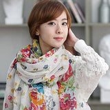 Fashion Floral Print Women Lady Soft Voile Shawl Long Scarf Wrap Stole Gift