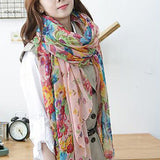 Fashion Floral Print Women Lady Soft Voile Shawl Long Scarf Wrap Stole Gift