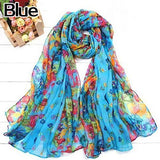 Fashion Floral Print Women Lady Soft Voile Shawl Long Scarf Wrap Stole Gift