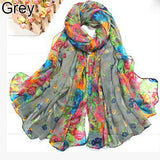 Fashion Floral Print Women Lady Soft Voile Shawl Long Scarf Wrap Stole Gift