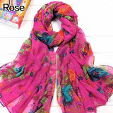 Fashion Floral Print Women Lady Soft Voile Shawl Long Scarf Wrap Stole Gift
