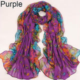 Fashion Floral Print Women Lady Soft Voile Shawl Long Scarf Wrap Stole Gift