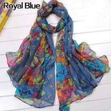 Fashion Floral Print Women Lady Soft Voile Shawl Long Scarf Wrap Stole Gift