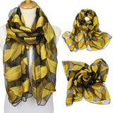 Fashion Organza Flower Leaf Women's Outdoor Travel Soft Smooth Long Scarf Shawl - ENSEIGNE DENIS