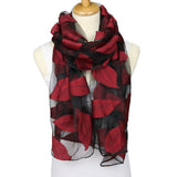 Fashion Organza Flower Leaf Women's Outdoor Travel Soft Smooth Long Scarf Shawl - ENSEIGNE DENIS