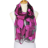 Fashion Organza Flower Leaf Women's Outdoor Travel Soft Smooth Long Scarf Shawl - ENSEIGNE DENIS