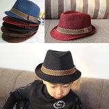 Unisex Kids' Fashion Cool Jazz Pitched Crown Short Brim Hat Cap Fedora Hat