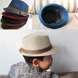 Unisex Kids' Fashion Cool Jazz Pitched Crown Short Brim Hat Cap Fedora Hat