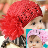 Baby Toddler Beanie Hat Flower Hand Crochet Knit Cap Kids Girls Winter Warm
