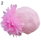 Baby Toddler Beanie Hat Flower Hand Crochet Knit Cap Kids Girls Winter Warm