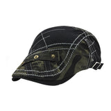 Men Outdoor Sports Adjustable Camouflage Splicing Golf Sun Hat Peaked Cap Beret - ENSEIGNE DENIS