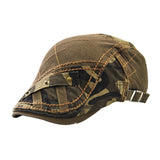Men Outdoor Sports Adjustable Camouflage Splicing Golf Sun Hat Peaked Cap Beret - ENSEIGNE DENIS