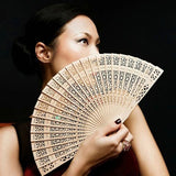 Vintage Wooden Hollow Flower Folding Chinese Traditional Hand Fan Wedding Favour