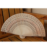 Vintage Wooden Hollow Flower Folding Chinese Traditional Hand Fan Wedding Favour