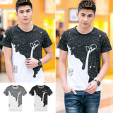 Men's Fashion Summer Milk Poured Pattern Printed Short Sleeve Round Neck T-shirt