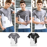 Men's Fashion Summer Milk Poured Pattern Printed Short Sleeve Round Neck T-shirt