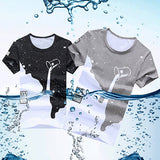 Men's Fashion Summer Milk Poured Pattern Printed Short Sleeve Round Neck T-shirt