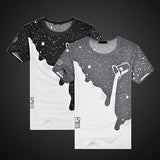 Men's Fashion Summer Milk Poured Pattern Printed Short Sleeve Round Neck T-shirt