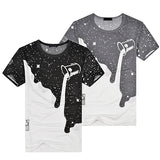 Men's Fashion Summer Milk Poured Pattern Printed Short Sleeve Round Neck T-shirt
