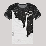 Men's Fashion Summer Milk Poured Pattern Printed Short Sleeve Round Neck T-shirt