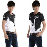 Men's Fashion Summer Milk Poured Pattern Printed Short Sleeve Round Neck T-shirt