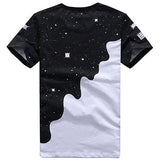 Men's Fashion Summer Milk Poured Pattern Printed Short Sleeve Round Neck T-shirt
