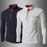 Men England Trendy Wave Point Self-Cultivation Long Sleeved Tide Shirt Top