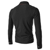 Men England Trendy Wave Point Self-Cultivation Long Sleeved Tide Shirt Top