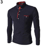 Men England Trendy Wave Point Self-Cultivation Long Sleeved Tide Shirt Top