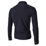 Men England Trendy Wave Point Self-Cultivation Long Sleeved Tide Shirt Top