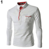 Men England Trendy Wave Point Self-Cultivation Long Sleeved Tide Shirt Top