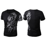 Men's Fashion Summer Cool Style Short Sleeve Round Neck Dragon Print T-shirt