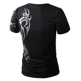 Men's Fashion Summer Cool Style Short Sleeve Round Neck Dragon Print T-shirt
