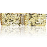 Women's Cool Punk Sparkling Sequins Elastic Stretch Wide Waistband Waist Belt