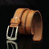 Men's Fashion Casual Faux Leather Hollow Waistband Waist Belt Business Gift - ENSEIGNE DENIS