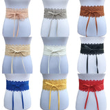 Fashion Women Dress Bowknot Faux Leather Lace Wide Decor Belt Girdle Waist Band
