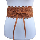 Fashion Women Dress Bowknot Faux Leather Lace Wide Decor Belt Girdle Waist Band