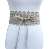 Fashion Women Dress Bowknot Faux Leather Lace Wide Decor Belt Girdle Waist Band