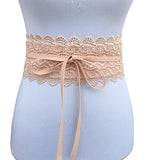Fashion Women Dress Bowknot Faux Leather Lace Wide Decor Belt Girdle Waist Band