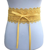 Fashion Women Dress Bowknot Faux Leather Lace Wide Decor Belt Girdle Waist Band