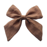 Fashion Women Big Bowknot Solid Color Linen Hair Clip Hairpin Party Headwear