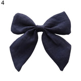 Fashion Women Big Bowknot Solid Color Linen Hair Clip Hairpin Party Headwear